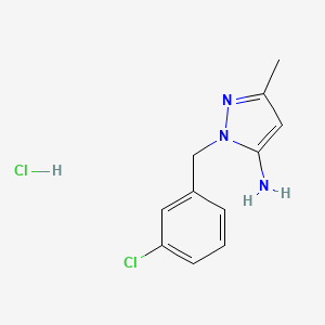 molecular formula C11H13Cl2N3 B2512639 1-(3-Chlorobenzyl)-3-methyl-1H-pyrazol-5-amine hydrochloride CAS No. 1431962-56-9