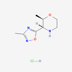 molecular formula C8H14ClN3O2 B2512641 (2R,3S)-2-甲基-3-(3-甲基-1,2,4-恶二唑-5-基)吗啉盐酸盐 CAS No. 1867662-41-6
