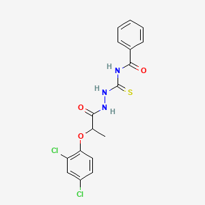 molecular formula C17H15Cl2N3O3S B2512647 2-(2,4-Dichlorophenoxy)-N-(((phenylcarbonylamino)thioxomethyl)amino)propanamide CAS No. 648860-66-6