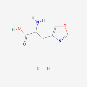 molecular formula C6H9ClN2O3 B2512654 2-氨基-3-(1,3-恶唑-4-基)丙酸；盐酸盐 CAS No. 2247102-32-3