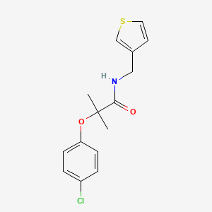 molecular formula C15H16ClNO2S B2512669 2-(4-chlorophenoxy)-2-methyl-N-(thiophen-3-ylmethyl)propanamide CAS No. 1211131-26-8