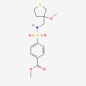 molecular formula C14H19NO5S2 B2512672 4-(N-((3-甲氧基四氢噻吩-3-基)甲基)磺酰氨基)苯甲酸甲酯 CAS No. 1448036-37-0