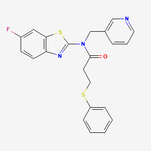 molecular formula C22H18FN3OS2 B2512674 N-(6-fluorobenzo[d]thiazol-2-yl)-3-(phenylthio)-N-(pyridin-3-ylmethyl)propanamide CAS No. 895021-13-3