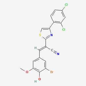 molecular formula C19H11BrCl2N2O2S B2512681 (E)-3-(3-bromo-4-hydroxy-5-methoxyphenyl)-2-(4-(2,4-dichlorophenyl)thiazol-2-yl)acrylonitrile CAS No. 683251-09-4