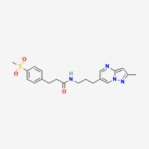N-(3-(2-methylpyrazolo[1,5-a]pyrimidin-6-yl)propyl)-3-(4-(methylsulfonyl)phenyl)propanamide