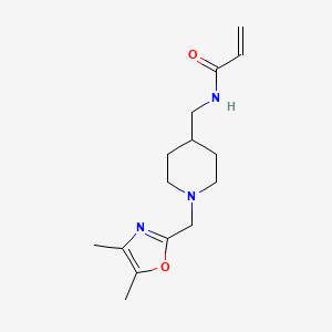 molecular formula C15H23N3O2 B2512703 N-[[1-[(4,5-Dimethyl-1,3-oxazol-2-yl)methyl]piperidin-4-yl]methyl]prop-2-enamide CAS No. 2411218-65-8
