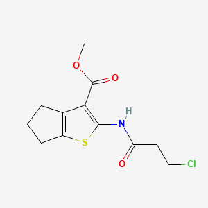 molecular formula C12H14ClNO3S B2512716 methyl 2-(3-chloropropanamido)-5,6-dihydro-4H-cyclopenta[b]thiophene-3-carboxylate CAS No. 551910-46-4