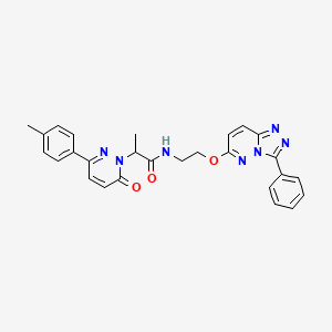 molecular formula C27H25N7O3 B2512717 2-(6-氧代-3-(对甲苯基)吡哒嗪-1(6H)-基)-N-(2-((3-苯基-[1,2,4]三唑并[4,3-b]吡哒嗪-6-基)氧基)乙基)丙酰胺 CAS No. 1219903-75-9