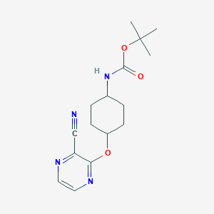 molecular formula C16H22N4O3 B2512720 叔丁基((1r,4r)-4-((3-氰基吡嗪-2-基)氧基)环己基)氨基甲酸酯 CAS No. 2034317-63-8