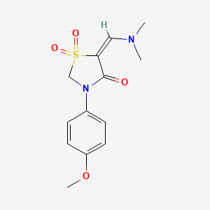 molecular formula C13H16N2O4S B2512721 5-[(Dimethylamino)methylene]-3-(4-methoxyphenyl)-1lambda~6~,3-thiazolane-1,1,4-trione CAS No. 1164536-98-4