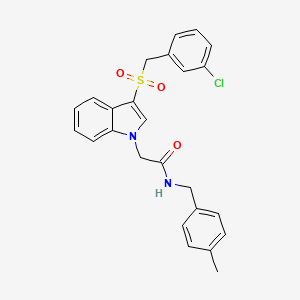 molecular formula C25H23ClN2O3S B2512731 2-(3-((3-chlorobenzyl)sulfonyl)-1H-indol-1-yl)-N-(4-methylbenzyl)acetamide CAS No. 893286-10-7