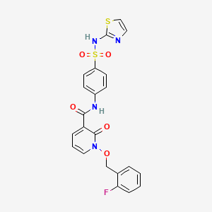 molecular formula C22H17FN4O5S2 B2512735 1-((2-氟苄基)氧基)-2-氧代-N-(4-(N-(噻唑-2-基)磺酰胺基)苯基)-1,2-二氢吡啶-3-甲酰胺 CAS No. 868678-98-2