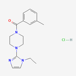 molecular formula C17H23ClN4O B2512750 (4-(1-ethyl-1H-imidazol-2-yl)piperazin-1-yl)(m-tolyl)methanone hydrochloride CAS No. 1323291-06-0