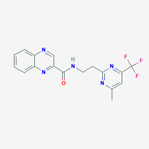 molecular formula C17H14F3N5O B2512762 N-(2-(4-methyl-6-(trifluoromethyl)pyrimidin-2-yl)ethyl)quinoxaline-2-carboxamide CAS No. 1396751-54-4