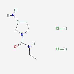 molecular formula C7H17Cl2N3O B2512764 3-Amino-N-ethylpyrrolidine-1-carboxamide;dihydrochloride CAS No. 2309474-75-5