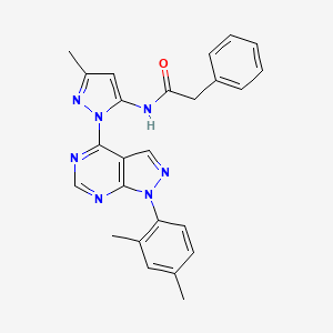 molecular formula C25H23N7O B2512768 N-(1-(1-(2,4-dimethylphenyl)-1H-pyrazolo[3,4-d]pyrimidin-4-yl)-3-methyl-1H-pyrazol-5-yl)-2-phenylacetamide CAS No. 1005717-36-1