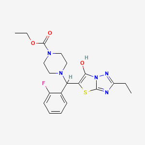 Ethyl 4-((2-ethyl-6-hydroxythiazolo[3,2-b][1,2,4]triazol-5-yl)(2-fluorophenyl)methyl)piperazine-1-carboxylate