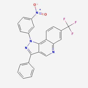 molecular formula C23H13F3N4O2 B2512778 1-(3-nitrophenyl)-3-phenyl-7-(trifluoromethyl)-1H-pyrazolo[4,3-c]quinoline CAS No. 901265-39-2