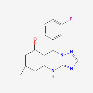 molecular formula C17H17FN4O B2512781 9-(3-fluorophenyl)-6,6-dimethyl-5,6,7,9-tetrahydro-[1,2,4]triazolo[5,1-b]quinazolin-8(4H)-one CAS No. 725217-14-1