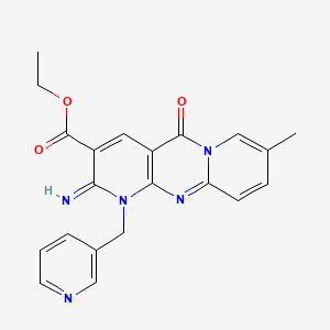 Ethyl 6-imino-13-methyl-2-oxo-7-[(pyridin-3-yl)methyl]-1,7,9-triazatricyclo[8.4.0.0^{3,8}]tetradeca-3(8),4,9,11,13-pentaene-5-carboxylate