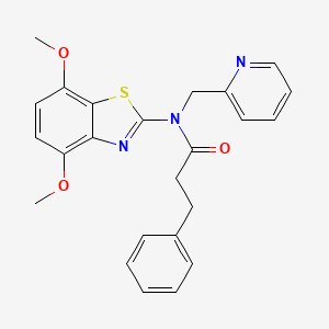 molecular formula C24H23N3O3S B2512789 N-(4,7-二甲氧基苯并[d]噻唑-2-基)-3-苯基-N-(吡啶-2-基甲基)丙酰胺 CAS No. 900006-05-5