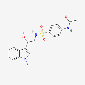 molecular formula C19H21N3O4S B2512794 N-(4-(N-(2-hydroxy-2-(1-methyl-1H-indol-3-yl)ethyl)sulfamoyl)phenyl)acetamide CAS No. 1448029-62-6