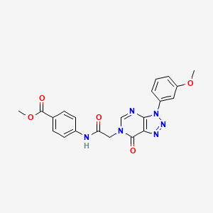 molecular formula C21H18N6O5 B2512798 methyl 4-(2-(3-(3-methoxyphenyl)-7-oxo-3H-[1,2,3]triazolo[4,5-d]pyrimidin-6(7H)-yl)acetamido)benzoate CAS No. 863019-69-6