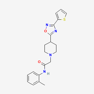 molecular formula C20H22N4O2S B2512826 N-(2-methylphenyl)-2-{4-[3-(2-thienyl)-1,2,4-oxadiazol-5-yl]piperidin-1-yl}acetamide CAS No. 1251631-48-7