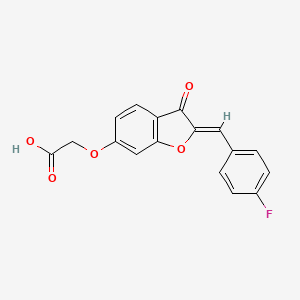 molecular formula C17H11FO5 B2512827 (Z)-2-((2-(4-fluorobenzylidene)-3-oxo-2,3-dihydrobenzofuran-6-yl)oxy)acetic acid CAS No. 885952-29-4