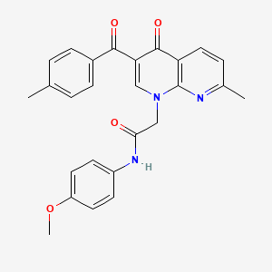 molecular formula C26H23N3O4 B2512831 N-(4-methoxyphenyl)-2-(7-methyl-3-(4-methylbenzoyl)-4-oxo-1,8-naphthyridin-1(4H)-yl)acetamide CAS No. 894907-07-4