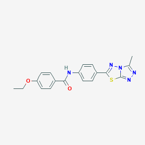 molecular formula C19H17N5O2S B251286 4-ethoxy-N-[4-(3-methyl[1,2,4]triazolo[3,4-b][1,3,4]thiadiazol-6-yl)phenyl]benzamide 