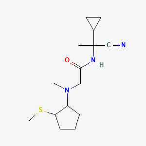 molecular formula C15H25N3OS B2512868 N-(1-Cyano-1-cyclopropylethyl)-2-[methyl-(2-methylsulfanylcyclopentyl)amino]acetamide CAS No. 1436067-77-4