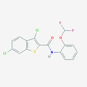 molecular formula C16H9Cl2F2NO2S B251287 3,6-dichloro-N-[2-(difluoromethoxy)phenyl]-1-benzothiophene-2-carboxamide 