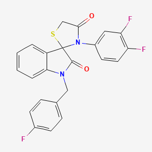 molecular formula C23H15F3N2O2S B2512872 3'-(3,4-Difluorophenyl)-1-[(4-fluorophenyl)methyl]-1,2-dihydrospiro[indole-3,2'-[1,3]thiazolidine]-2,4'-dione CAS No. 894538-53-5