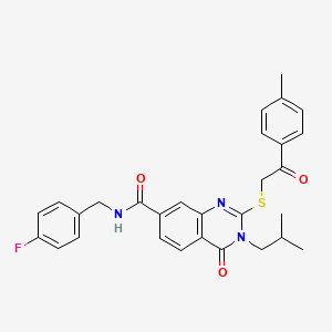 molecular formula C29H28FN3O3S B2512876 N-(4-fluorobenzyl)-3-isobutyl-2-{[2-(4-methylphenyl)-2-oxoethyl]thio}-4-oxo-3,4-dihydroquinazoline-7-carboxamide CAS No. 1113142-02-1