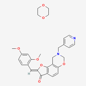 molecular formula C29H30N2O7 B2512881 (4Z)-4-[(2,4-dimethoxyphenyl)methylidene]-12-[(pyridin-4-yl)methyl]-3,10-dioxa-12-azatricyclo[7.4.0.0^{2,6}]trideca-1,6,8-trien-5-one; 1,4-dioxane CAS No. 1217249-21-2
