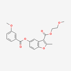 molecular formula C21H20O7 B2512887 5-((3-甲氧基苯甲酰)氧基)-2-甲氧基乙基-2-甲基苯并呋喃-3-羧酸酯 CAS No. 384363-03-5