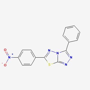 molecular formula C15H9N5O2S B2512888 6-(4-Nitrophenyl)-3-phenyl-[1,2,4]triazolo[3,4-b][1,3,4]thiadiazole CAS No. 77712-52-8