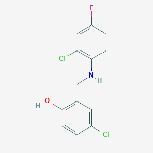 molecular formula C13H10Cl2FNO B2512897 4-氯-2-{[(2-氯-4-氟苯基)氨基]甲基}苯酚 CAS No. 1038702-29-2