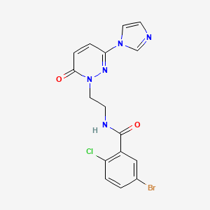 molecular formula C16H13BrClN5O2 B2512901 N-(2-(3-(1H-imidazol-1-yl)-6-oxopyridazin-1(6H)-yl)ethyl)-5-bromo-2-chlorobenzamide CAS No. 1396795-25-7