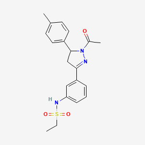 molecular formula C20H23N3O3S B2512904 N-(3-(1-乙酰基-5-(对甲苯基)-4,5-二氢-1H-吡唑-3-基)苯基)乙磺酰胺 CAS No. 892474-55-4