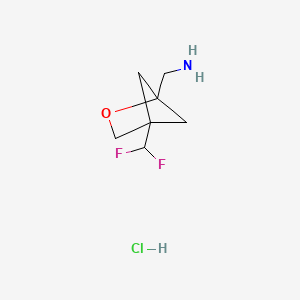 molecular formula C7H12ClF2NO B2512905 [4-(Difluoromethyl)-2-oxabicyclo[2.1.1]hexan-1-yl]methanamine;hydrochloride CAS No. 2503207-19-8
