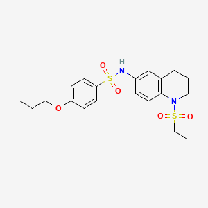 molecular formula C20H26N2O5S2 B2512914 N-(1-(ethylsulfonyl)-1,2,3,4-tetrahydroquinolin-6-yl)-4-propoxybenzenesulfonamide CAS No. 1021073-34-6