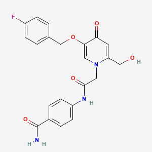 molecular formula C22H20FN3O5 B2512920 4-(2-(5-((4-fluorobenzyl)oxy)-2-(hydroxymethyl)-4-oxopyridin-1(4H)-yl)acetamido)benzamide CAS No. 946255-07-8