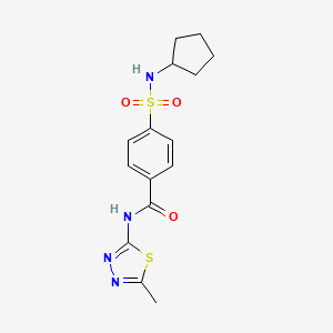 molecular formula C15H18N4O3S2 B2512922 4-(cyclopentylsulfamoyl)-N-(5-methyl-1,3,4-thiadiazol-2-yl)benzamide CAS No. 898657-73-3