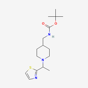 molecular formula C16H27N3O2S B2512926 tert-Butyl ((1-(1-(thiazol-2-yl)ethyl)piperidin-4-yl)methyl)carbamate CAS No. 1289387-75-2