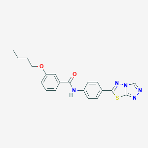 molecular formula C20H19N5O2S B251293 3-butoxy-N-[4-([1,2,4]triazolo[3,4-b][1,3,4]thiadiazol-6-yl)phenyl]benzamide 