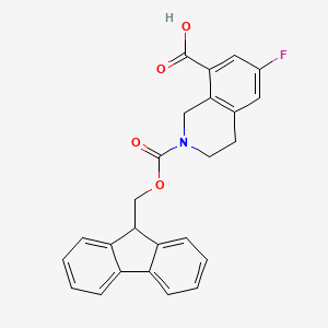 molecular formula C25H20FNO4 B2512937 2-(9H-Fluoren-9-ylmethoxycarbonyl)-6-fluoro-3,4-dihydro-1H-isoquinoline-8-carboxylic acid CAS No. 2138422-18-9