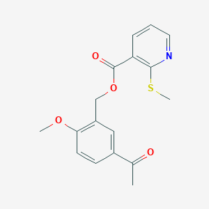 molecular formula C17H17NO4S B2512943 (5-Acetyl-2-methoxyphenyl)methyl 2-methylsulfanylpyridine-3-carboxylate CAS No. 851966-20-6