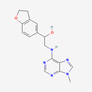 molecular formula C16H17N5O2 B2512947 1-(2,3-Dihydro-1-benzofuran-5-yl)-2-[(9-methylpurin-6-yl)amino]ethanol CAS No. 2379996-90-2